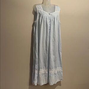 Eileen West Robin’s Egg Blue Sleeveless Nightgown 100% Cotton XL